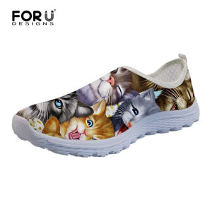 Youwuji Fashion Fashion Autumn Summer Women's Flats Shoes Woman 3D Cute Animal Cat Dog Puzzle Ladies Light Sneakers Loafers Slip-on