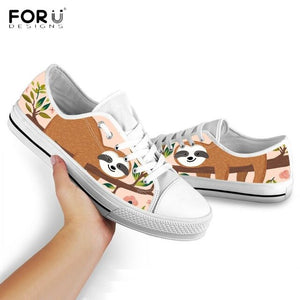 Youwuji Fashion Cute Caroon Animal Sloth Printed Vulcanized Shoes Spring/Autumn Casual Women Flats Sneakers Shoes Female Footwear