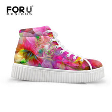 Load image into Gallery viewer, Yowuji Fashion Floral Style Women Flats Platform Shoes 3D Pretty Flower Prints High Top Height Increasing Shoes Woman Ankle Boots
