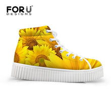 Load image into Gallery viewer, Yowuji Fashion Floral Style Women Flats Platform Shoes 3D Pretty Flower Prints High Top Height Increasing Shoes Woman Ankle Boots
