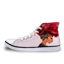 Load image into Gallery viewer, Youwuji Fashion Black Girl Hair African Woman Print High Top Canvas Shoes Casual Spring/Autumn Sneaker Fashion Lady Vulcanized Shoes
