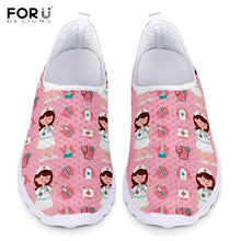 Load image into Gallery viewer, Youwuji Fashion Summer Women Breathable Mesh Shoes Flats Cute Nursing Pattern Women&#39;s Sneakers Nurse Beach Loafers for Ladies Shoes
