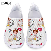 Load image into Gallery viewer, Youwuji Fashion Summer Women Breathable Mesh Shoes Flats Cute Nursing Pattern Women&#39;s Sneakers Nurse Beach Loafers for Ladies Shoes

