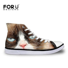 Load image into Gallery viewer, Youwuji Fashion High Top Canvas Vulcanized Shoes for Women Sneakers Autumn Stylish Women&#39;s Cute Animal Cat Pattern Ladies Shoes 2018
