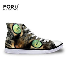 Load image into Gallery viewer, Youwuji Fashion High Top Canvas Vulcanized Shoes for Women Sneakers Autumn Stylish Women&#39;s Cute Animal Cat Pattern Ladies Shoes 2018
