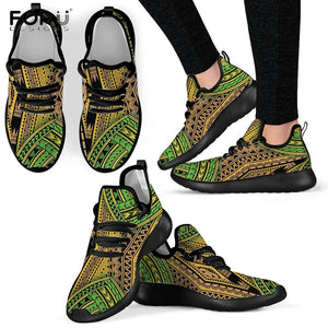 Youwuji Fashion Polynesian Traditional Tribal Floral Pattern Sneakers Women Vantage Print Female+Shoes Casual Spring Knit Mesh Shoe