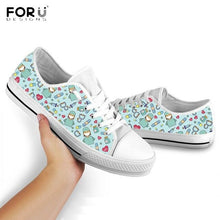 Load image into Gallery viewer, Youwuji Fashion Cute Cartoon Nursing Shoes for Women Casual Low Top Lace Up Sneaker Spring/Autumn Nurse/Medical Ladies Canvas Shoes
