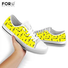 Load image into Gallery viewer, Youwuji Fashion Music Notes Pattern Red Canvas Shoes Casual Low Top Colorful Print Flat Sneakers Spring/Autumn Music Shoes for Women
