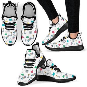 Youwuji Fashion Periodic Table of Elements Printing Women Girls Flats Sneakers Casual Spring/Autumn Female+Shoes Chemistry Footwear