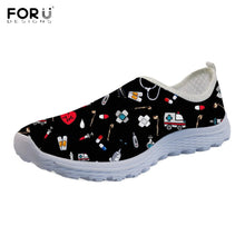 Load image into Gallery viewer, Youwuji Fashion Funny Cartoon Nurse/Premium Sketch Medical Print Slip On Flats Shoes Woman Breathable Summer Sneakers Nursing Shoes
