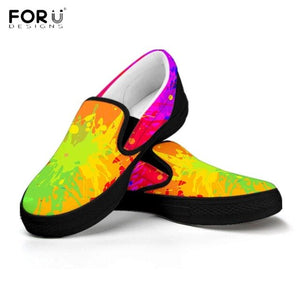 Youwuji Fashion Colorful Paint Splatter Pattern Casual Slip On Breathable Comfortable Flats Shoes Woman Spring/Autumn Flat Sneakers