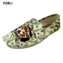 Load image into Gallery viewer, Youwuji Fashion Kawaii Animal Cat Printed Women&#39;s Flats Shoes Women Summer Casual Loafers Shoes for Female Canvas Chaussures Femme
