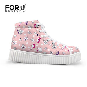 Youwuji Fashion Pink Cute Dentist Brand Designer Women Flats Height Increasing Shoes Ladies High Top Casual Dentista Zapatos Mujer
