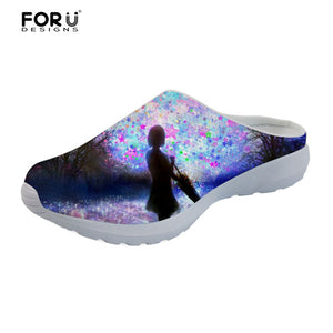 Youwuji Fashion Women Sandals Fashion 3D Hand Paint Art Design Starry Night Print Women's Beach Water Slippers Galaxy Girls Sandals