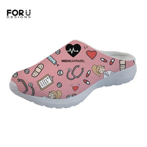 Youwuji Fashion Premium Sketch Medical Women's Summer Sandals Casual Home Slip-on Breathable Air Mesh Ladies Slippers Woman Sandals