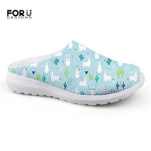 Load image into Gallery viewer, Youwuji Fashion Cute Animal Alpaca Pattern Sandals Women Casual Mesh Home Slippers for Ladies Summer Breathable Sandalias Mujer 2019
