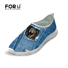Load image into Gallery viewer, Youwuji Fashion Cute Animal Dog Cat Printing Air Mesh Flat Shoes for Women Ladies Summer Casual Light Denim Shoes Female Girls Flats
