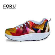 Load image into Gallery viewer, Youwuji Fashion Fashion Lady&#39;s Flat Platform Shoes Maple Printed Height Increasing Leisure Female Swing Slimming Shoes Breathable
