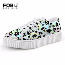 Load image into Gallery viewer, Youwuji Fashion Cute Animal Cat Printing Low Style Flats Shoes for Women Autumn Fashion Female Casual Platform Creepers Shoes Woman
