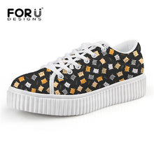 Load image into Gallery viewer, Youwuji Fashion Cute Animal Cat Printing Low Style Flats Shoes for Women Autumn Fashion Female Casual Platform Creepers Shoes Woman
