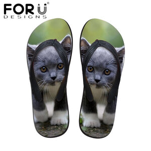 Yowuji Fashion 3D Pomeranians Pattern Women Fashion Flip Flops Cute Animal Cat Dog Summer Slippers for Woman Flats Female Shoes