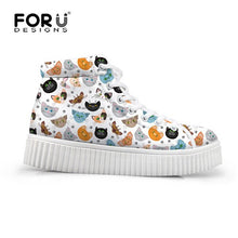 Load image into Gallery viewer, Youwuji Fashion Female Autumn Casual High Top Flats Shoes 3D Cute Animal Cat Pattern Women Height Increasing Platform Shoes Woman

