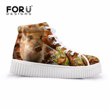 Load image into Gallery viewer, Youwuji Fashion New Fashion Women&#39;s Casual Platform Shoes Cute 3D Animal Pig Prints High-top Flats Shoes for Ladies Female Creepers
