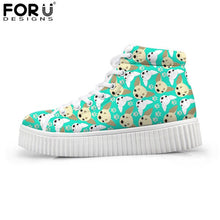 Load image into Gallery viewer, Youwuji Fashion Flats Platform Shoes Women Cute Animal Chihuahua Printed Women&#39;s High Top Height Increasing Shoes Lace-up Creepers
