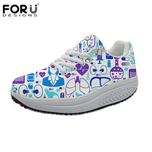 Youwuji Fashion 3D Medicine Bottle Print Women's Swing Shoes Nursing Spring Women Height Increasing Shoes Woman Nurse Platform Shoes