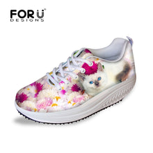 Load image into Gallery viewer, Youwuji Fashion Fashion Women&#39;s Slimming Swing Shoes Cute Animal Cat Printed Casual Shoes Zapatos For Female Platform Shoes Women
