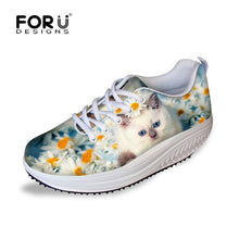 Load image into Gallery viewer, Youwuji Fashion Fashion Women&#39;s Slimming Swing Shoes Cute Animal Cat Printed Casual Shoes Zapatos For Female Platform Shoes Women
