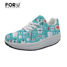 Load image into Gallery viewer, Youwuji Fashion Dentista Zapatos Mujer Cute Dentist Pattern Casual Swing Shoes Women Height Increasing Slimming Shoes Flats Sneakers
