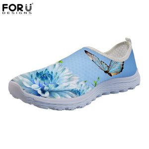 Youwuji Fashion Fashion Women Brand Flats Shoes Floral Style Women's Sneakers Flower Printed Casual Beach Slip-on Mesh Shoes Woman