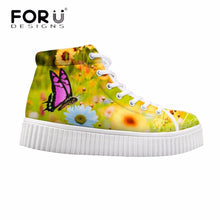 Load image into Gallery viewer, Youwuji Fashion High Top Women Flats Shoes Cute Animal Butterfly Pattern Height Increasing Swing Shoes for Lady Flat Shoes Woman
